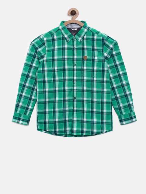 

Allen Solly Junior Boys Green Regular Fit Checked Casual Shirt