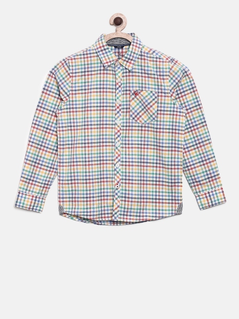 

Allen Solly Junior Boys White & Pink Regular Fit Checked Casual Shirt