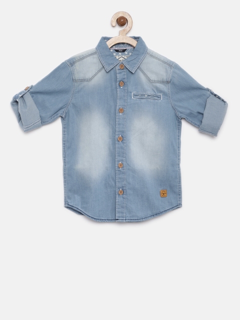 

Allen Solly Junior Boys Blue Regular Fit Washed Casual Shirt