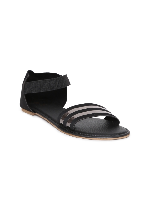 

Inc 5 Women Black Solid Synthetic Open Toe Flats