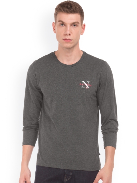 

Nautica Men Grey Solid Round Neck Slim Fit T-shirt