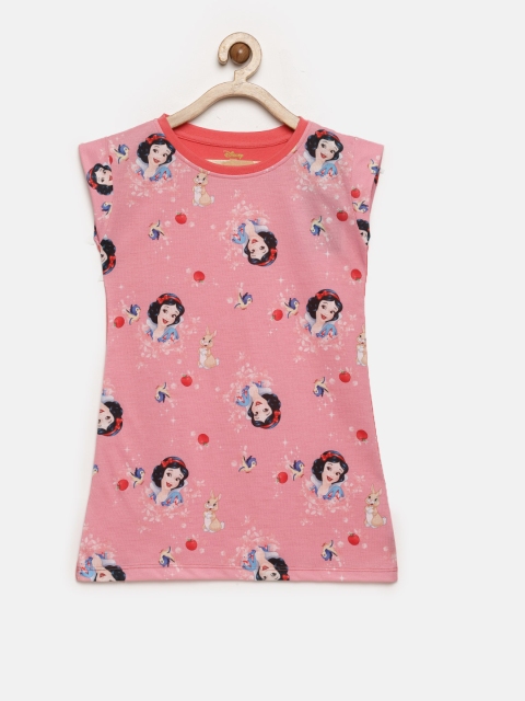 

YK Disney Girls Pink Printed A-Line Pure Cotton Top