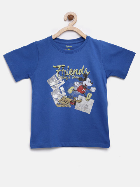 

YK Disney Boys Blue Mickey Printed Round Neck T-shirt