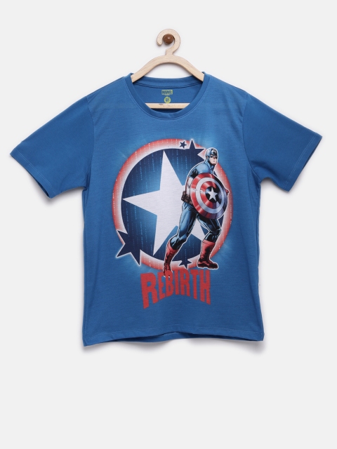 

YK Marvel Boys Blue Printed Round Neck T-shirt