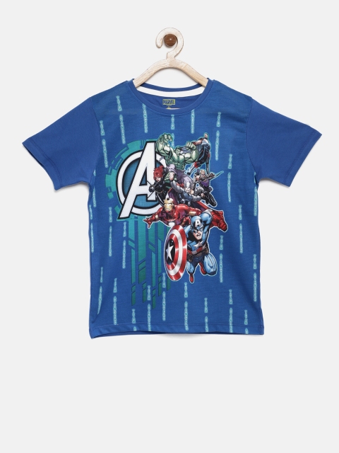 

YK Marvel Boys Blue Printed Round Neck T-shirt