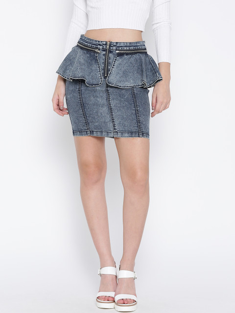 

Noisy May by Vero Moda Blue Denim Pencil Skirt