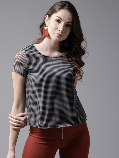 

Moda Rapido Women Black & Off-White Checked Top