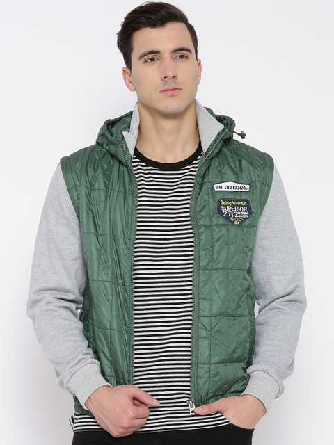 

Being Human Clothing Men Green Hooded Jacket