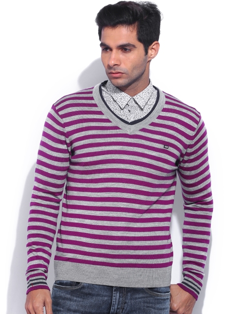 

Arrow Sport Dark Pink & Grey Striped Sweater