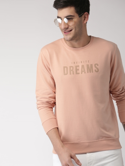 

Mast & Harbour Men Peach-Coloured Printed Sweatshirt
