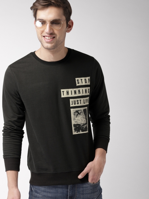 

Mast & Harbour Men Black Printed Sweatshirt