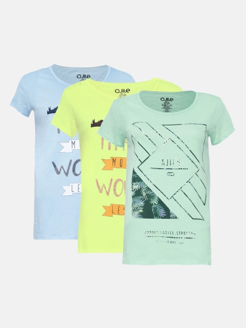 

Ajile by Pantaloons Pack of 3 Printed T-shirts, Yellow