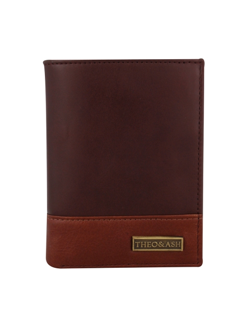 

TheoAndAsh Men Brown Solid Leather Two Fold Wallet