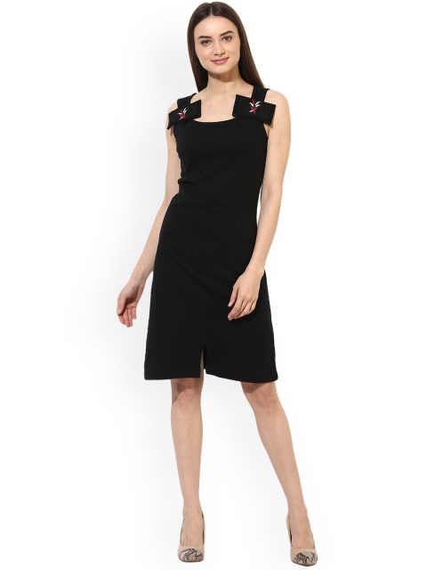 

Heather Hues Women Black Solid A-Line Dress