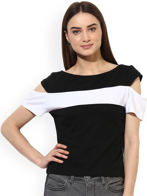 

Heather Hues Women Black Colourblocked Top