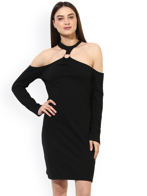 

Heather Hues Women Black Solid A-Line Dress