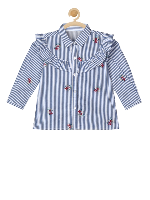 

Budding Bees Girls Blue Striped Shirt Style Top