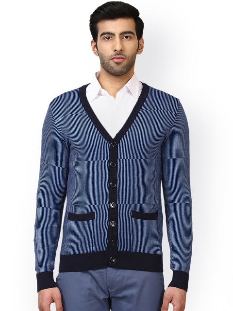 

Raymond Men Blue Striped Cardigan