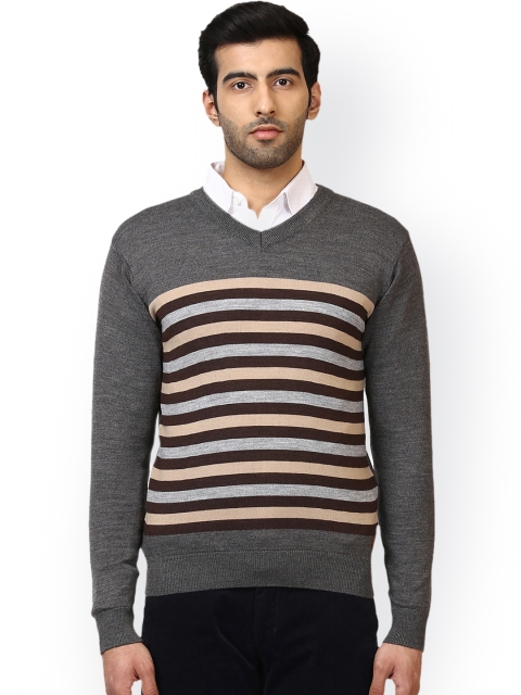 

Raymond Men Grey Striped Pullover