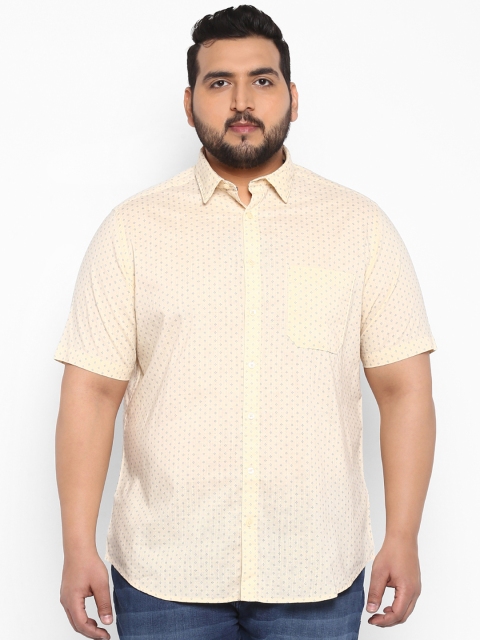 

aLL Plus Size Men Yellow Regular Fit Printed Casual Shirt
