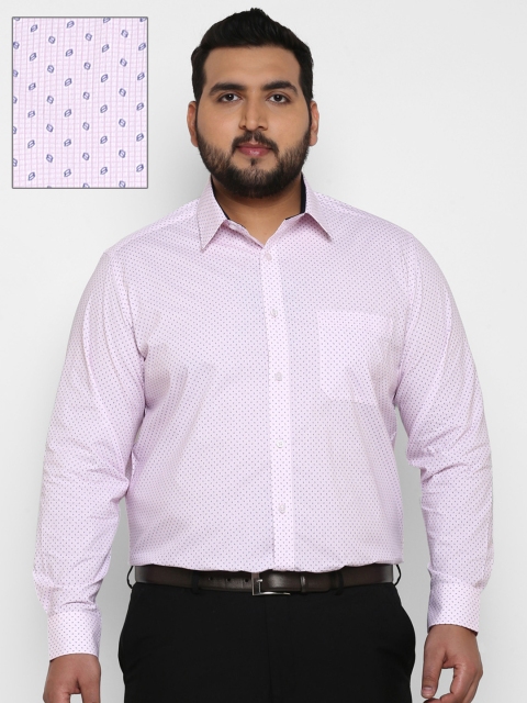 

aLL Plus Size Men Pink Blue Regular Fit Printed Formal Shirt