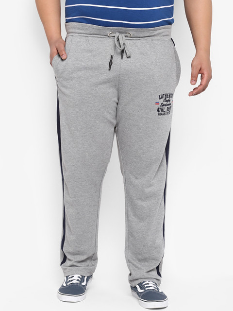

aLL Plus Size Men Grey Solid Track Pants