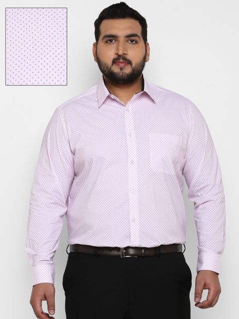 

aLL Plus Size Men Pink Regular Fit Printed Formal Shirt