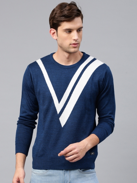 

HRX by Hrithik Roshan Men Navy Blue and White Athleisure Sweater