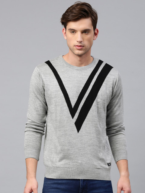 

HRX by Hrithik Roshan Men Grey and Black Athleisure Sweater