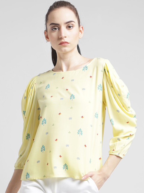 

Zink London Women Yellow Printed Top