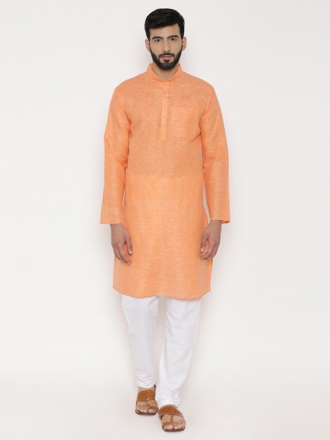 

Wintage Men Orange Solid Kurta with Pyjamas