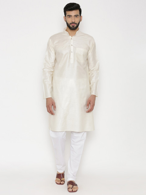 

Wintage Men Off-White Solid Kurta with Pyjamas