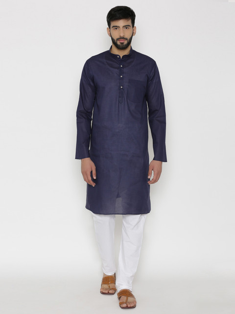 

Wintage Men Blue Solid Kurta with Pyjamas