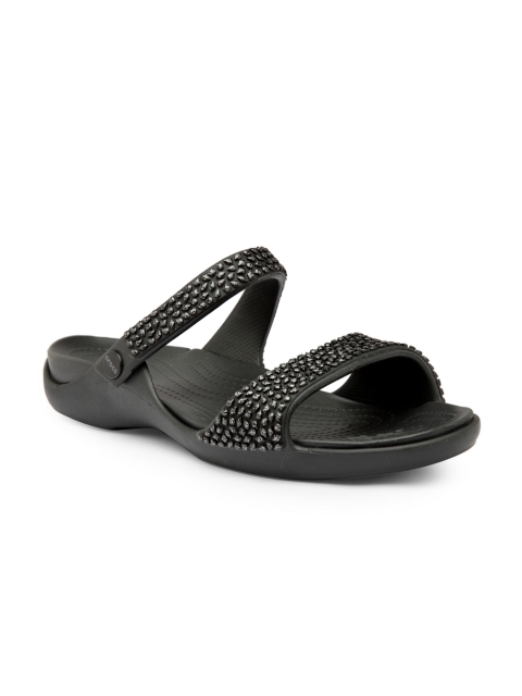 

Crocs Women Black Solid Embellished Open Toe Flats