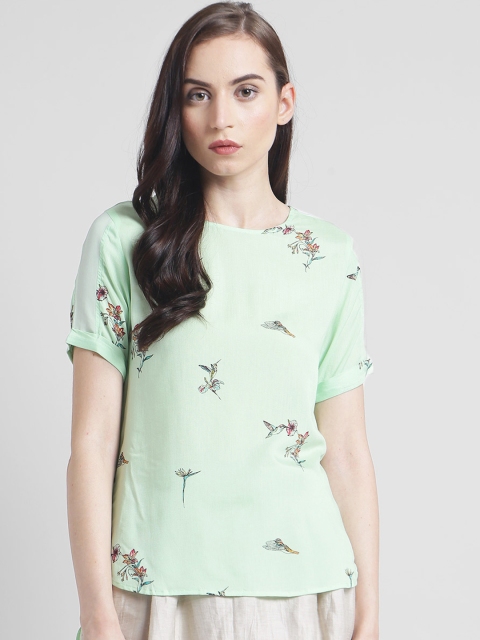 

Zink London Women Green Printed A-Line Top