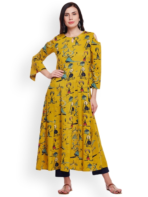 

ANAISA Women Mustard Printed Anarkali Kurta