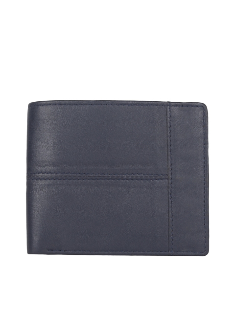 

Bags.R.us Men Leather Navy Blue Solid Two Fold Wallet
