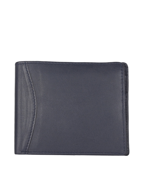 

Bags.R.us Men Leather Navy Blue Solid Two Fold Wallet