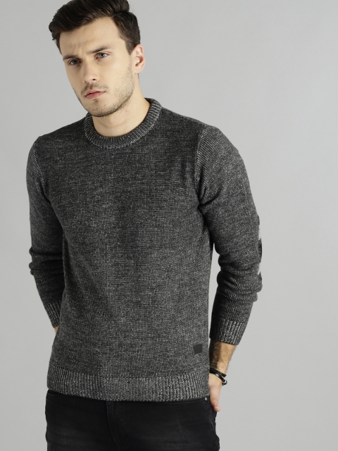 

Roadster Men Charcoal Grey Solid Pullover