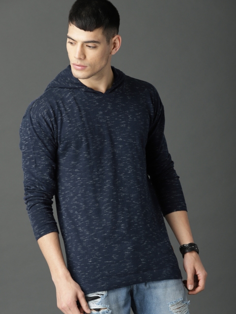 

Roadster Men Navy Blue Solid Pullover