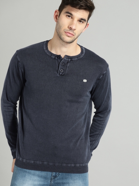 

Roadster Men Blue Solid Pullover