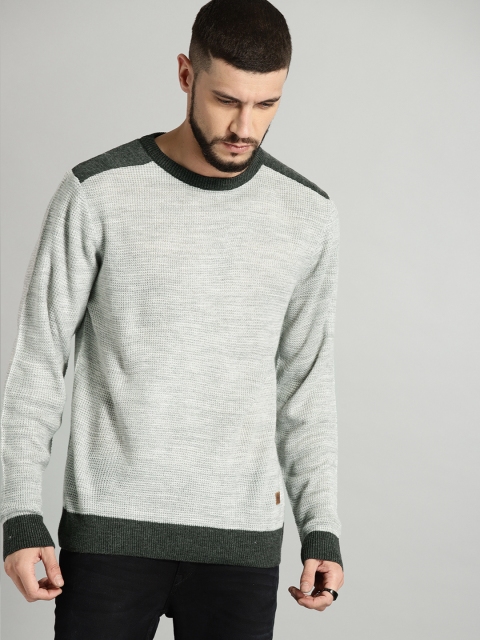 

Roadster Men Grey Solid Pullover