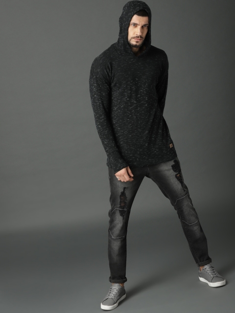 

Roadster Men Black Solid Pullover