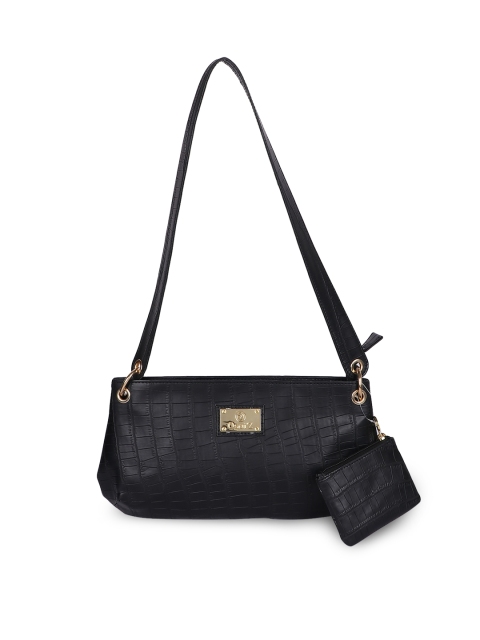 

OsaiZ Black Textured Sling Bag With Pouch