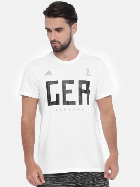 

ADIDAS Men White Solid Round Neck T-shirt
