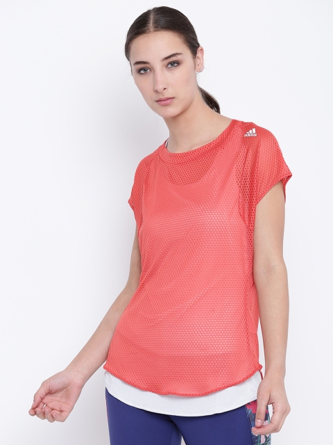 

Adidas Women Orange & White TKO UV Layered Running T-shirt