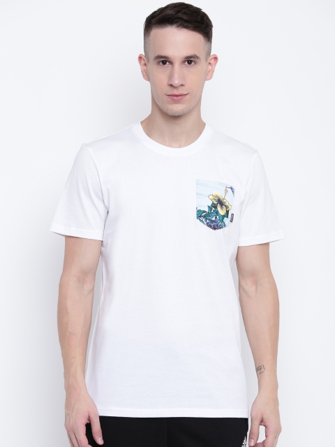 

ADIDAS Originals Men White Floral Pocket Skateboarding T-shirt