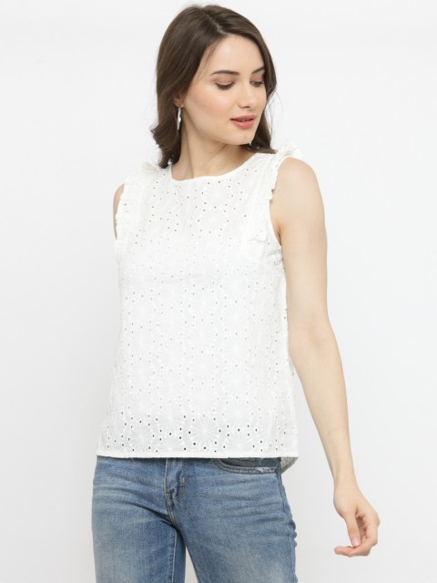

plusS Women Off-White Self DesignTop