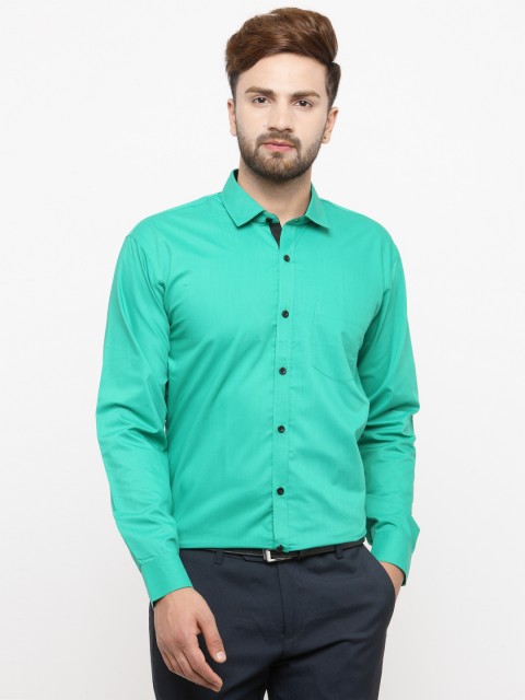 

JAINISH Men Green Classic Slim Fit Solid Formal Shirt