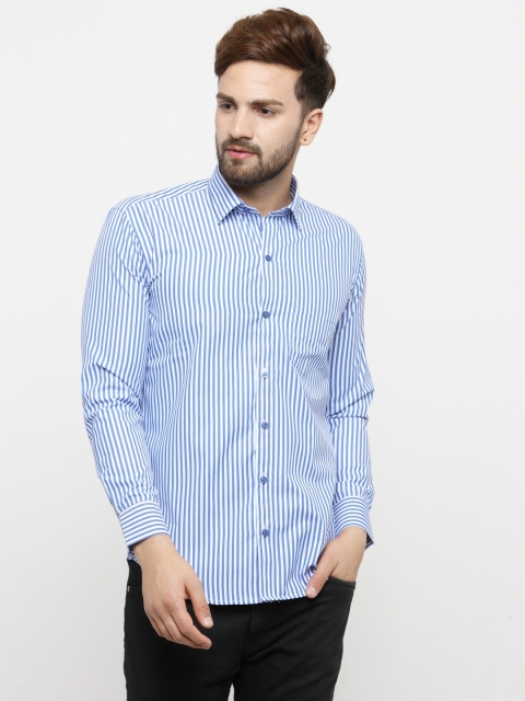 

JAINISH Men Blue & White Slim Fit Striped Casual Shirt